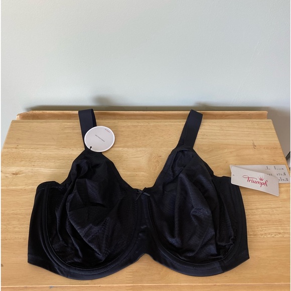 Triumph Solid Black Underwire Essential Minimizer Unlined Bra Size 42DDD 42F - Picture 2 of 4
